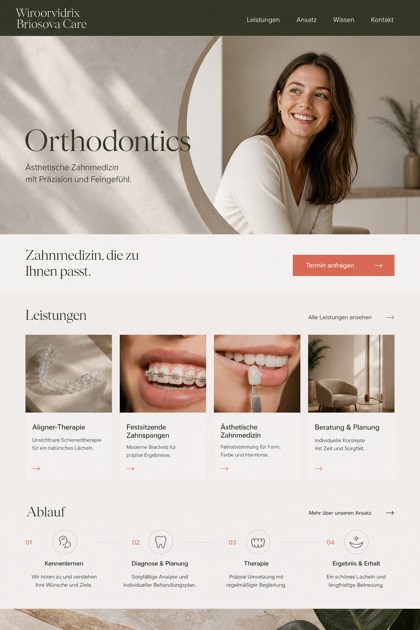 Healthcare website design for Germany, showing a clear opening, service information, supporting content, and a focused inquiry action.