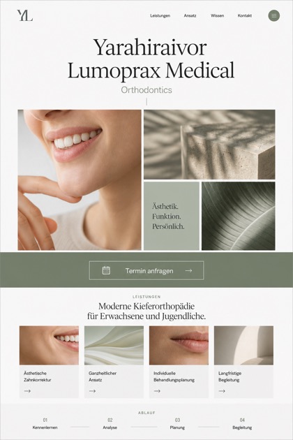 Healthcare website design for Germany, showing a clear opening, service information, supporting content, and a focused inquiry action.