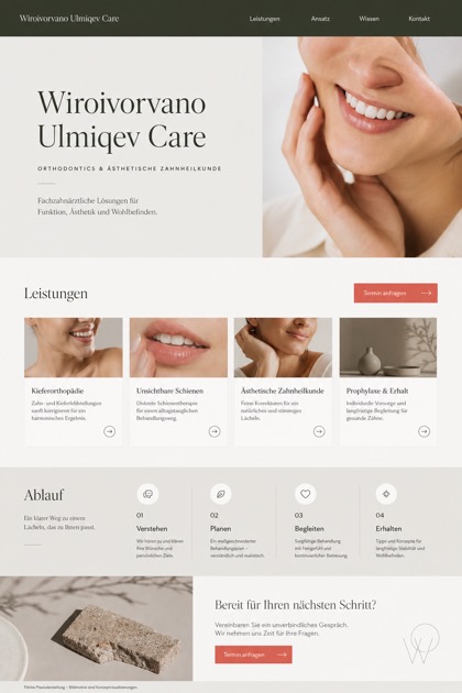 Healthcare website design for Germany, showing a clear opening, service information, supporting content, and a focused inquiry action.