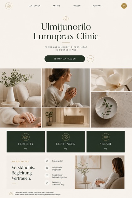 Healthcare website design for Germany, showing a clear opening, service information, supporting content, and a focused inquiry action.