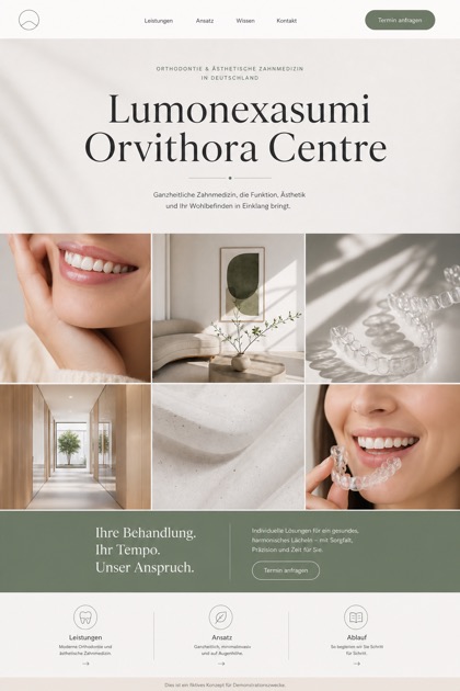 Healthcare website design for Germany, showing a clear opening, service information, supporting content, and a focused inquiry action.