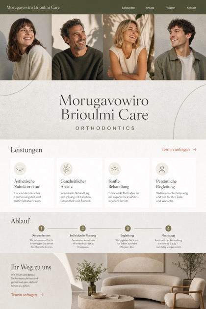 Healthcare website design for Germany, showing a clear opening, service information, supporting content, and a focused inquiry action.