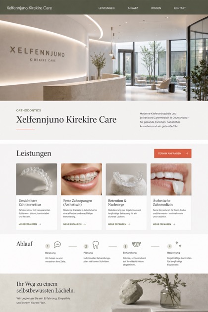Healthcare website design for Germany, showing a clear opening, service information, supporting content, and a focused inquiry action.