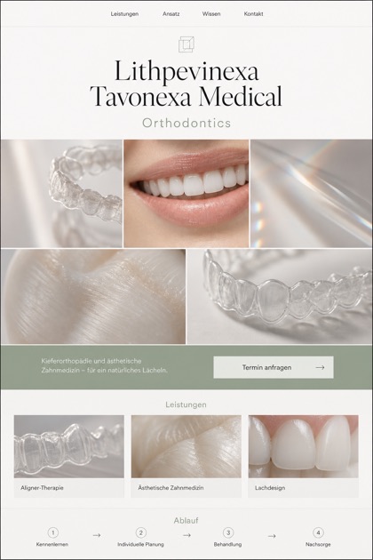 Healthcare website design for Germany, showing a clear opening, service information, supporting content, and a focused inquiry action.
