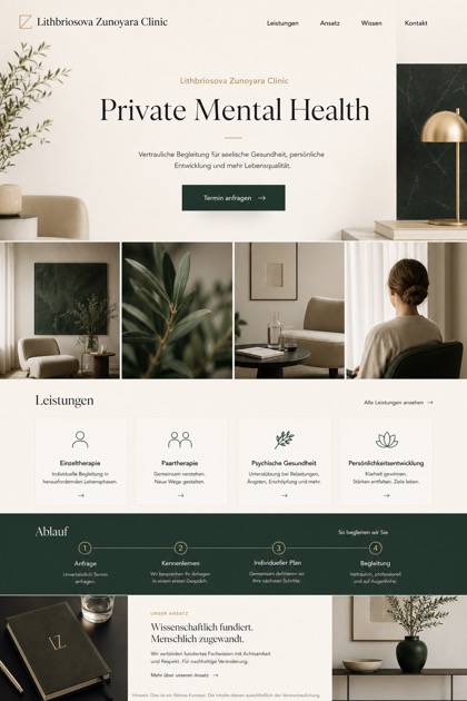 Healthcare website design for Germany, showing a clear opening, service information, supporting content, and a focused inquiry action.