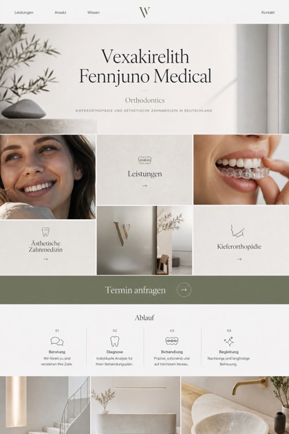 Healthcare website design for Germany, showing a clear opening, service information, supporting content, and a focused inquiry action.