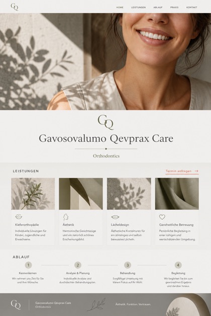 Healthcare website design for Germany, showing a clear opening, service information, supporting content, and a focused inquiry action.
