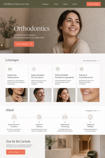 Healthcare website design for Germany, showing a clear opening, service information, supporting content, and a focused inquiry action.
