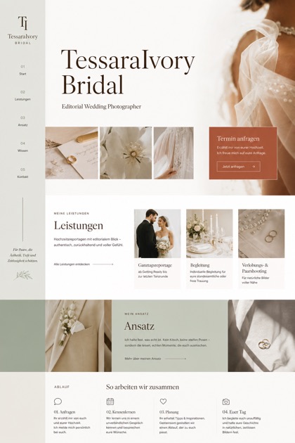 Weddings & Events website design for Germany, showing a clear opening, service information, supporting content, and a focused inquiry action.