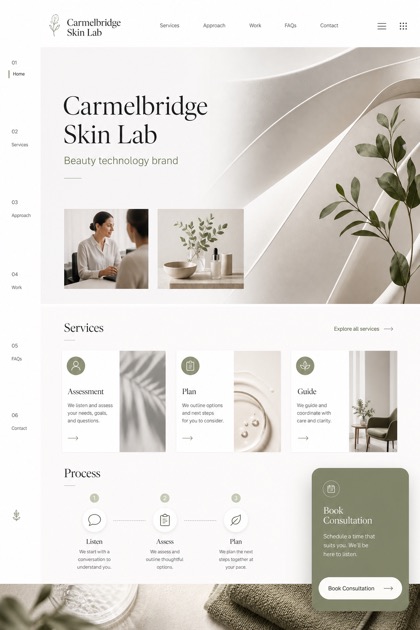Beauty & Wellness website design for Australia, showing a clear opening, service information, supporting content, and a focused inquiry action.