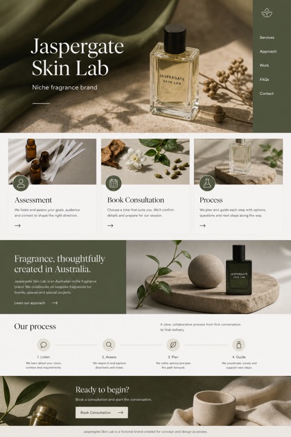Beauty & Wellness website design for Australia, showing a clear opening, service information, supporting content, and a focused inquiry action.
