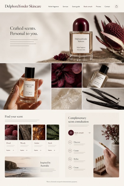 Beauty & Wellness website design for Australia, showing a clear opening, service information, supporting content, and a focused inquiry action.