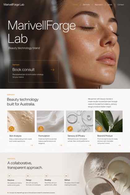 Beauty & Wellness website design for Australia, showing a clear opening, service information, supporting content, and a focused inquiry action.