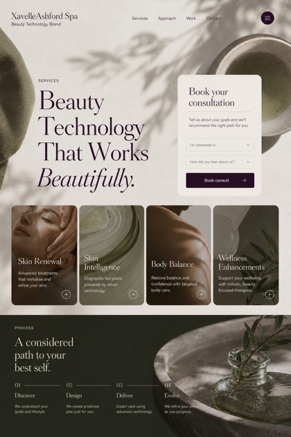 Beauty & Wellness website design for Australia, showing a clear opening, service information, supporting content, and a focused inquiry action.