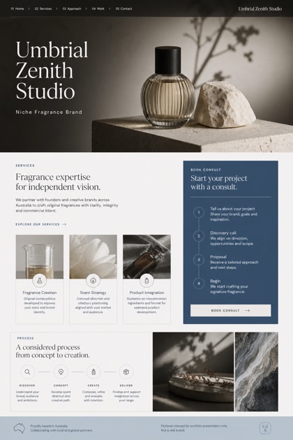 Beauty & Wellness website design for Australia, showing a clear opening, service information, supporting content, and a focused inquiry action.