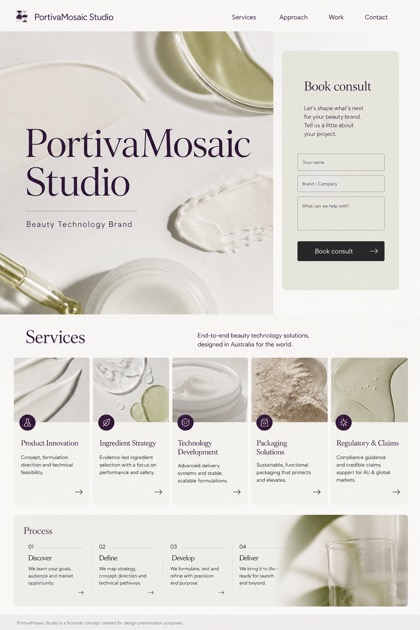 Beauty & Wellness website design for Australia, showing a clear opening, service information, supporting content, and a focused inquiry action.