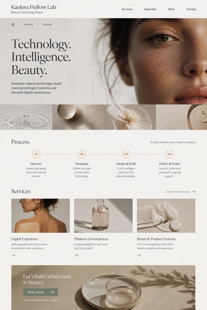 Beauty & Wellness website design for Australia, showing a clear opening, service information, supporting content, and a focused inquiry action.