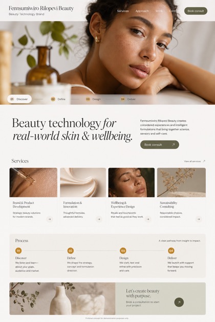 Beauty & Wellness website design for Australia, showing a clear opening, service information, supporting content, and a focused inquiry action.