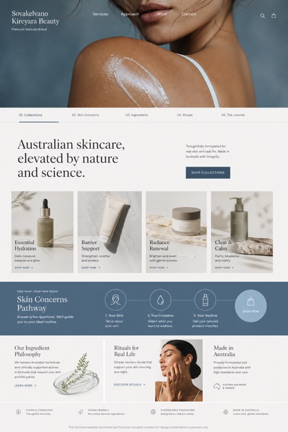 Beauty & Wellness website design for Australia, showing a clear opening, service information, supporting content, and a focused inquiry action.