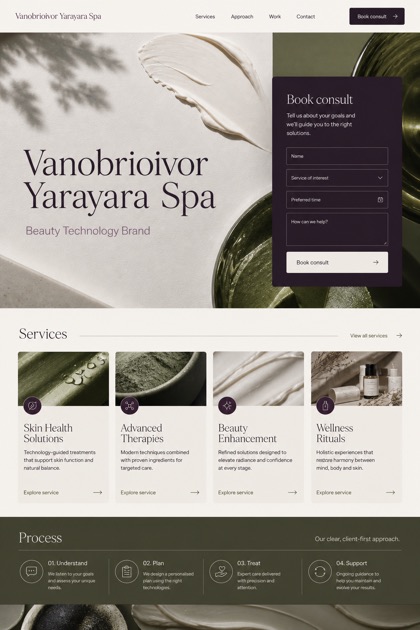 Beauty & Wellness website design for Australia, showing a clear opening, service information, supporting content, and a focused inquiry action.