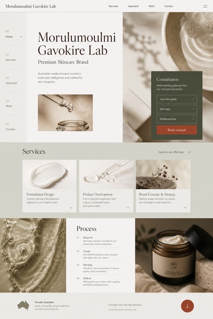 Beauty & Wellness website design for Australia, showing a clear opening, service information, supporting content, and a focused inquiry action.