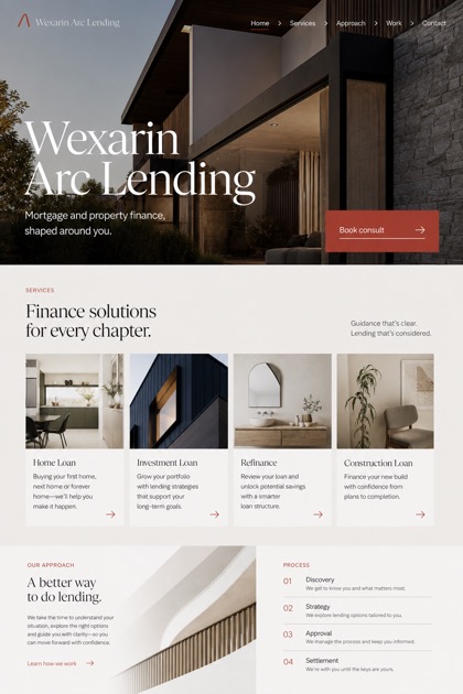 Finance website design for Australia, showing a clear opening, service information, supporting content, and a focused inquiry action.