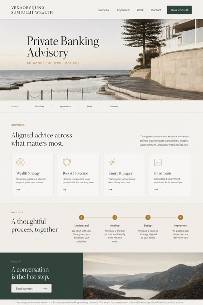 Finance website design for Australia, showing a clear opening, service information, supporting content, and a focused inquiry action.