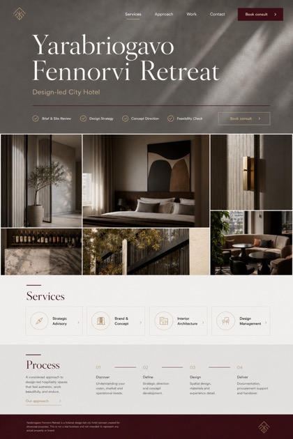 Hospitality website design for Australia, showing a clear opening, service information, supporting content, and a focused inquiry action.