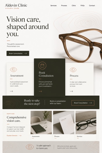 Healthcare website design for Australia, showing a clear opening, service information, supporting content, and a focused inquiry action.