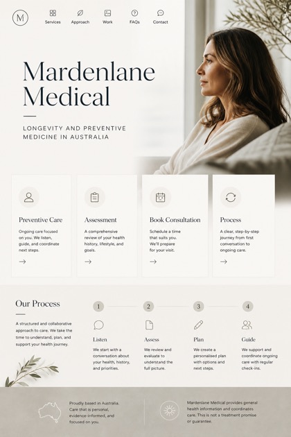Healthcare website design for Australia, showing a clear opening, service information, supporting content, and a focused inquiry action.