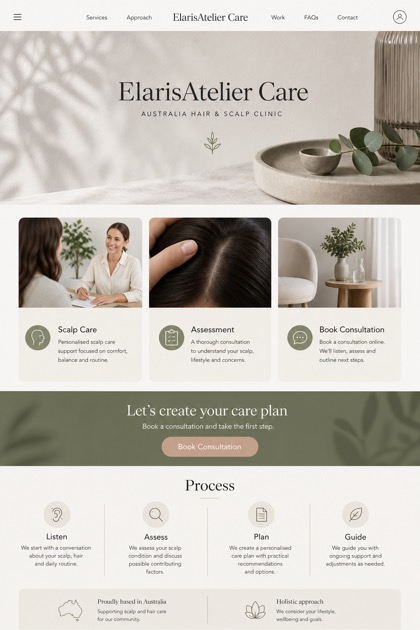 Healthcare website design for Australia, showing a clear opening, service information, supporting content, and a focused inquiry action.