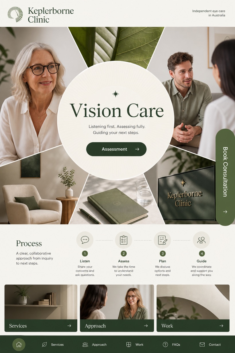 Healthcare website design for Australia, showing a clear opening, service information, supporting content, and a focused inquiry action.
