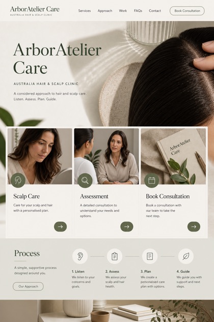 Healthcare website design for Australia, showing a clear opening, service information, supporting content, and a focused inquiry action.