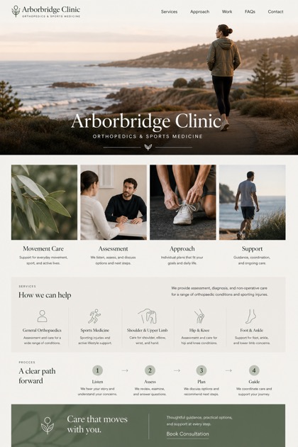 Healthcare website design for Australia, showing a clear opening, service information, supporting content, and a focused inquiry action.