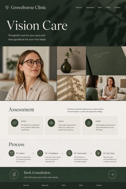 Healthcare website design for Australia, showing a clear opening, service information, supporting content, and a focused inquiry action.