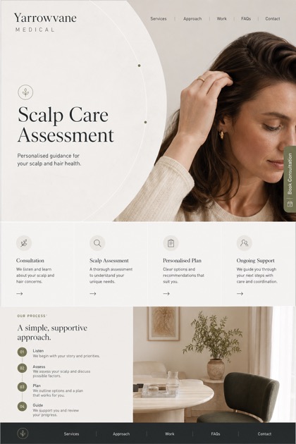 Healthcare website design for Australia, showing a clear opening, service information, supporting content, and a focused inquiry action.