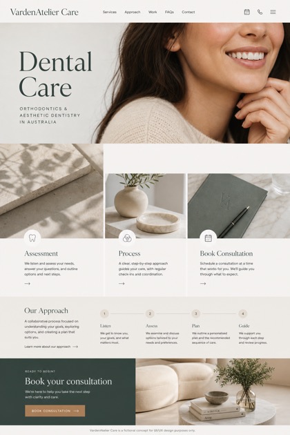 Healthcare website design for Australia, showing a clear opening, service information, supporting content, and a focused inquiry action.