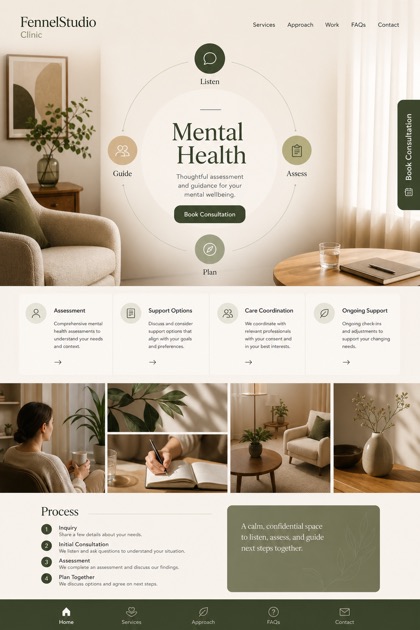 Healthcare website design for Australia, showing a clear opening, service information, supporting content, and a focused inquiry action.