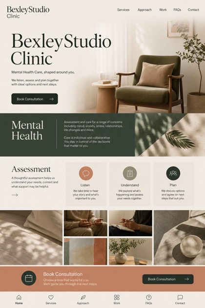 Healthcare website design for Australia, showing a clear opening, service information, supporting content, and a focused inquiry action.