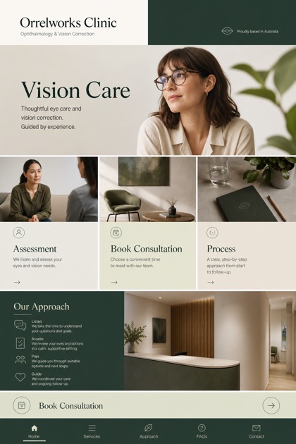 Healthcare website design for Australia, showing a clear opening, service information, supporting content, and a focused inquiry action.