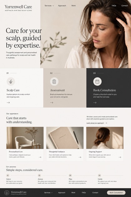 Healthcare website design for Australia, showing a clear opening, service information, supporting content, and a focused inquiry action.