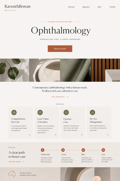 Healthcare website design for Australia, showing a clear opening, service information, supporting content, and a focused inquiry action.