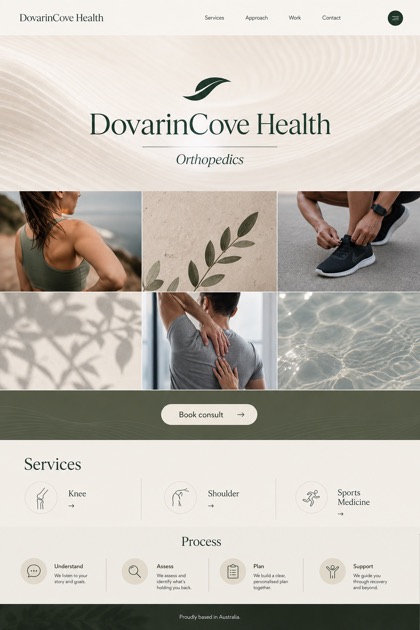 Healthcare website design for Australia, showing a clear opening, service information, supporting content, and a focused inquiry action.