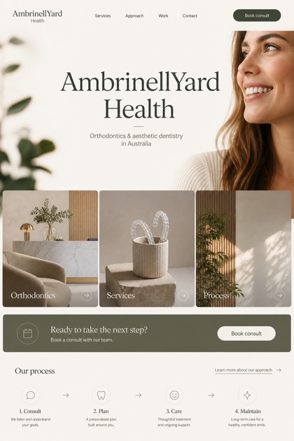 Healthcare website design for Australia, showing a clear opening, service information, supporting content, and a focused inquiry action.