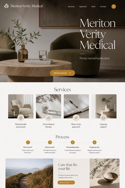 Healthcare website design for Australia, showing a clear opening, service information, supporting content, and a focused inquiry action.