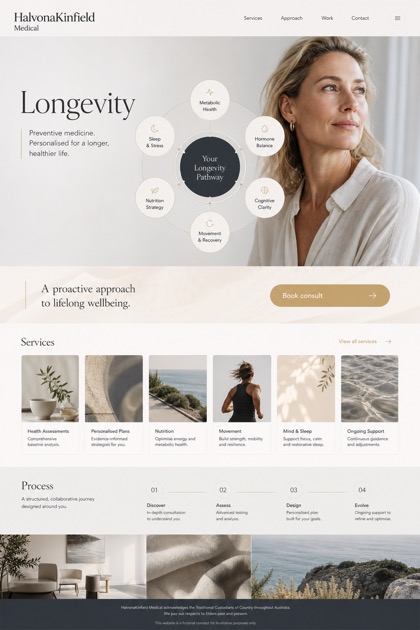 Healthcare website design for Australia, showing a clear opening, service information, supporting content, and a focused inquiry action.