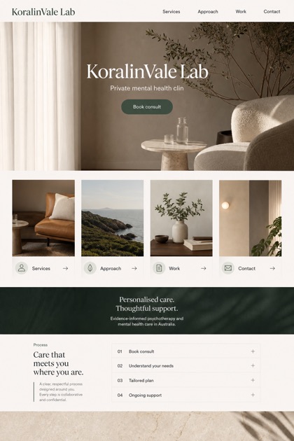 Healthcare website design for Australia, showing a clear opening, service information, supporting content, and a focused inquiry action.