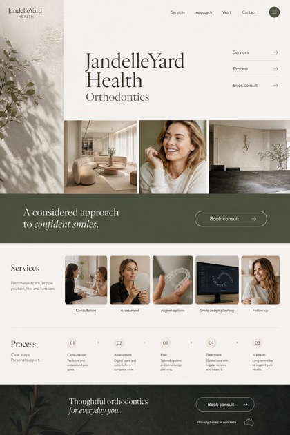 Healthcare website design for Australia, showing a clear opening, service information, supporting content, and a focused inquiry action.