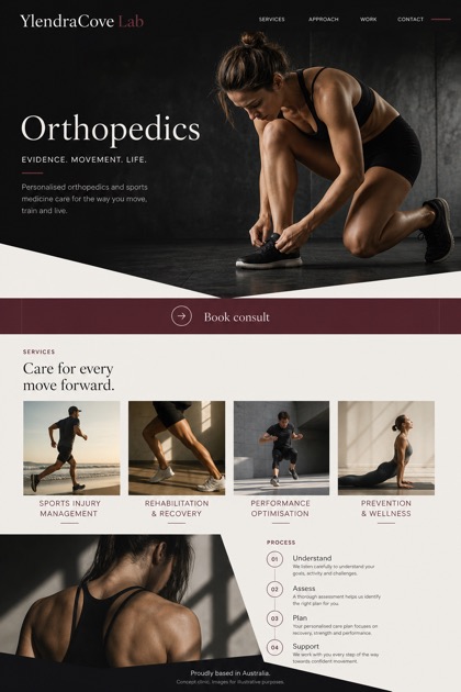 Healthcare website design for Australia, showing a clear opening, service information, supporting content, and a focused inquiry action.