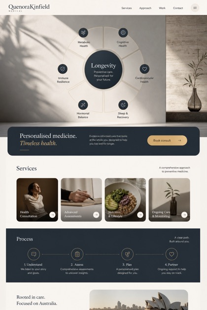 Healthcare website design for Australia, showing a clear opening, service information, supporting content, and a focused inquiry action.